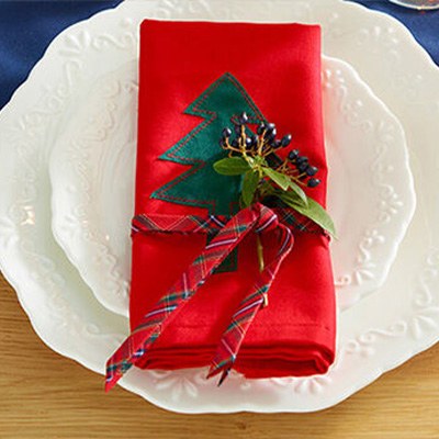 X-Instrucciones de costura para servilletas navideñas
