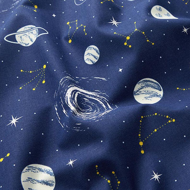 Tela decorativa Constelaciones Brilla en la oscuridad – azul marino/amarillo claro,  image number 12