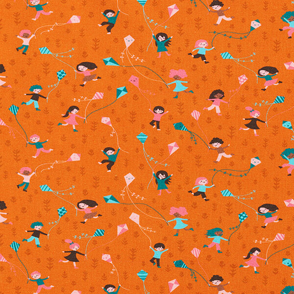 Tela de jersey de algodón Vuelo de cometa Impresión digital | PETIT CITRON – naranja – Muestra,  image number 1