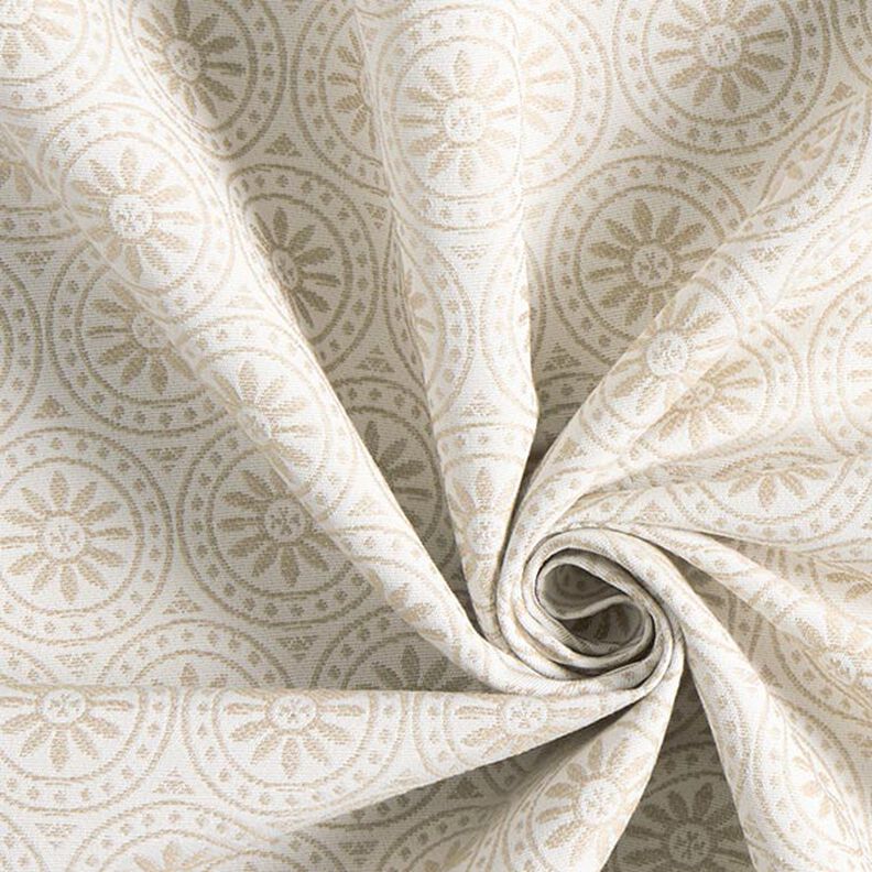 Telas para exteriores Jacquard Adornos círculos – beige/blanco lana,  image number 3