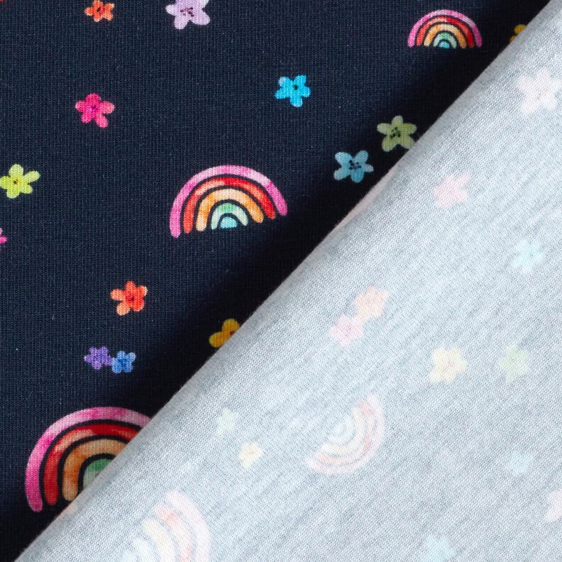 Tela de jersey de algodón Flores coloridas y arcoíris Impresión digital – azul noche/mezcla de,  image number 4
