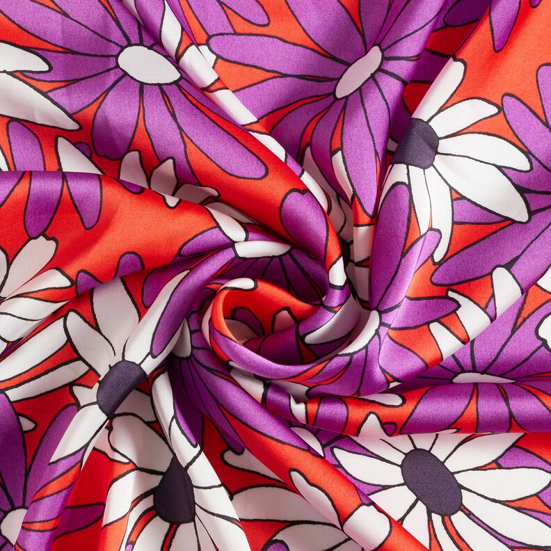 Satín con flores expresivas – naranja/rojo lila,  image number 3