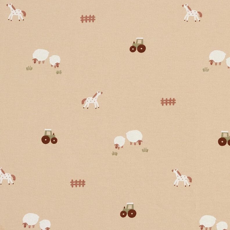 Tela de jersey de algodón Granja – almendra,  image number 1