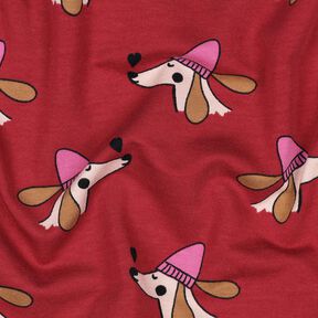 Tela veraniega Perro con sombrero | Poppy Fabrics – rojo oscuro/pink, 