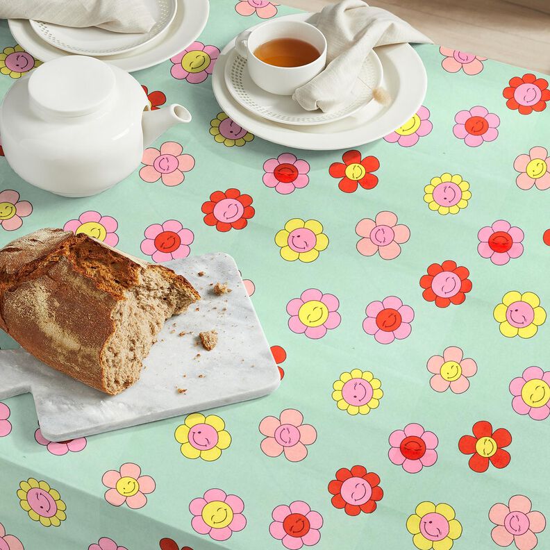Algod&oacute;n revestido Flores alegres | Poppy Fabrics &ndash; menta/amarillo lim&oacute;n,  image number 8