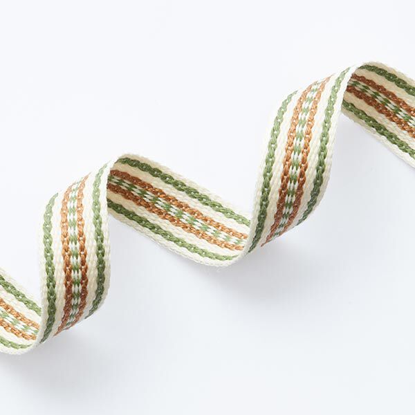 Cinta para tejer Étnica [ 15 mm ] – blanco lana/verde,  image number 2