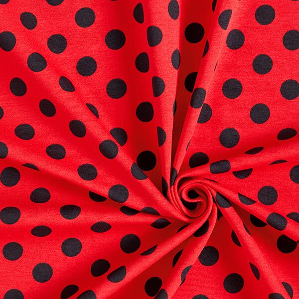 Tela de jersey de algodón Puntos [15 mm] – rojo claro/negro,  image number 3