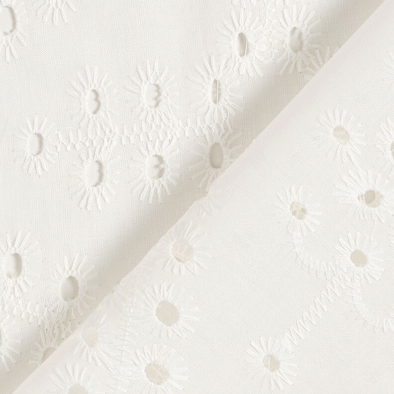 Tela de algodón con bordado inglés de gotas – blanco,  image number 4