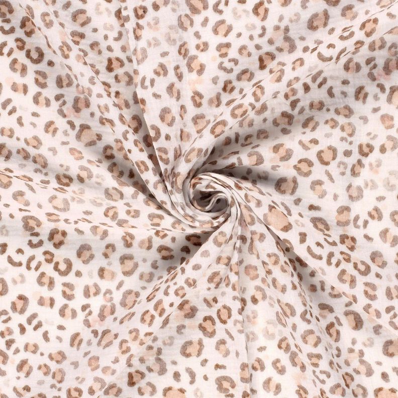 Muselina/doble arruga Acuarela leopardo Impresi&oacute;n digital &ndash; marfil,  image number 3
