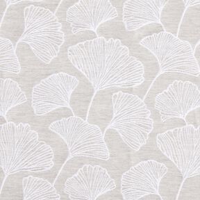 Tela decorativa Jacquard Ginkgo grande – gris brumoso/marfil, 