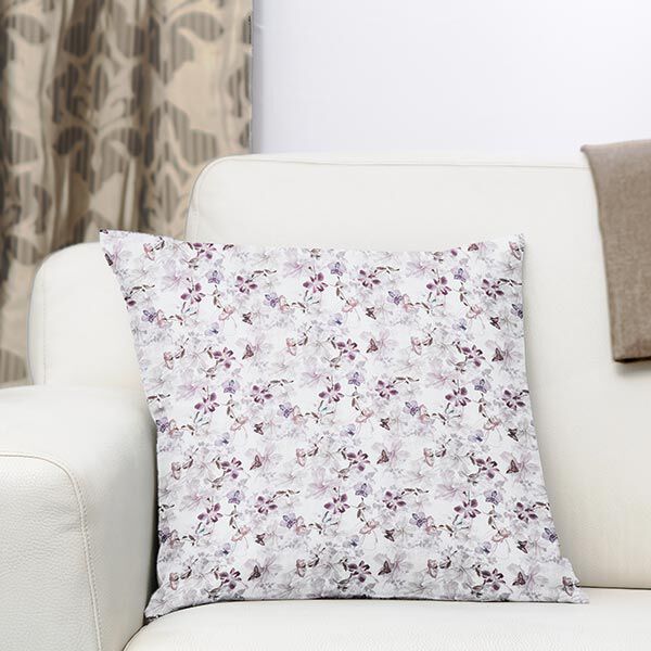 Tela decorativa Popelina de algodón Mariposas y orquídeas – violeta pastel,  image number 6