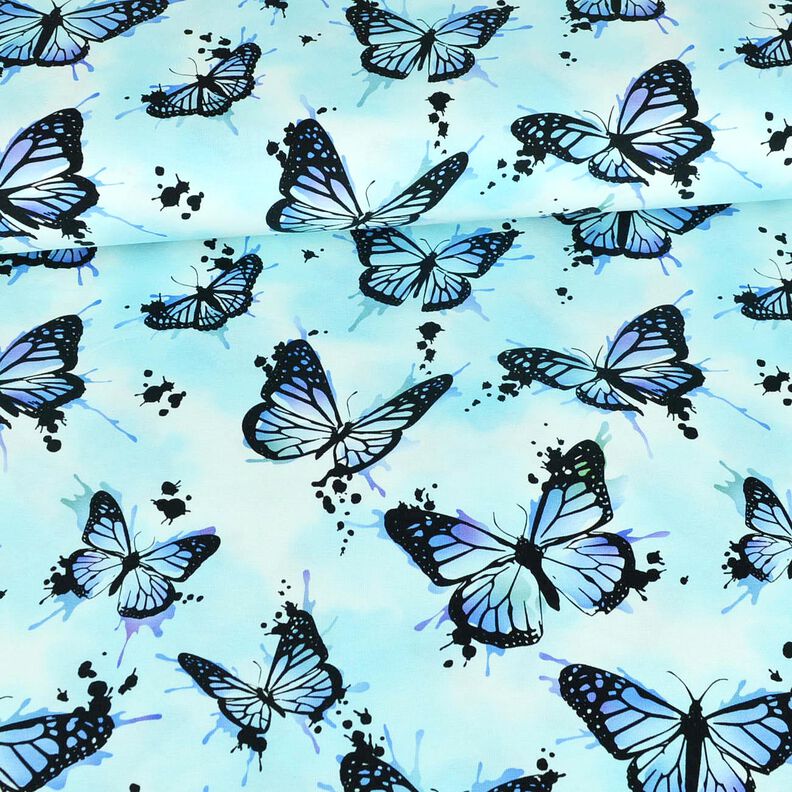 Tela de jersey de algodón Mariposa esbozadas | Glitzerpüppi – azul hielo,  image number 2