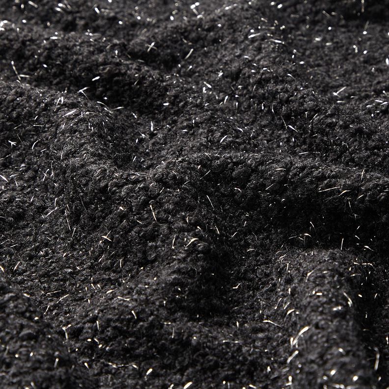 Punto Bouclé Hilos de purpurina – negro,  image number 2