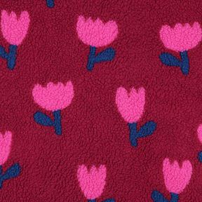 Felpa de peluche Tulipanes | Poppy Fabrics – carmín, 
