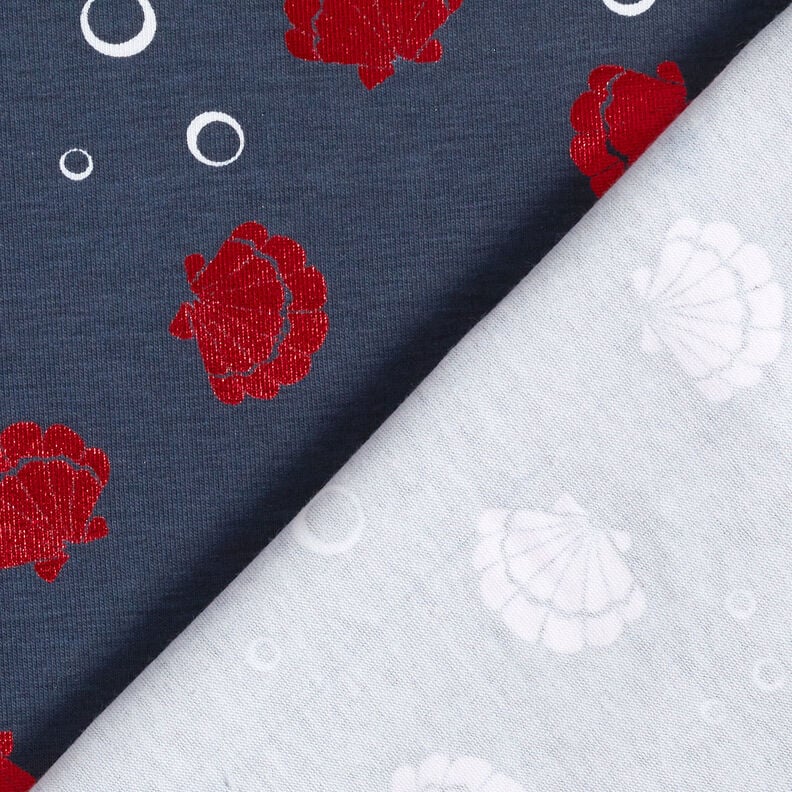 Tela de jersey de algod&oacute;n Conchas Met&aacute;lico &ndash; azul negro/rojo,  image number 6