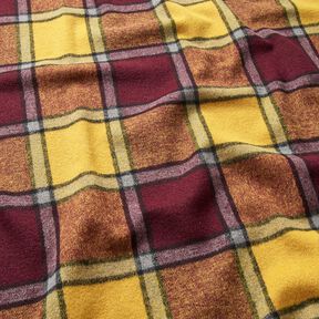 Tela para abrigos Cuadros rugosos &ndash; burdeos/amarillo curry, 