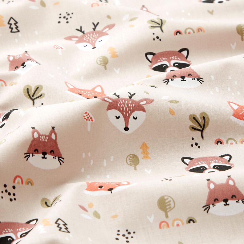 Popelina de algodón Cabezas de animales del bosque – naturaleza/cobre,  image number 2