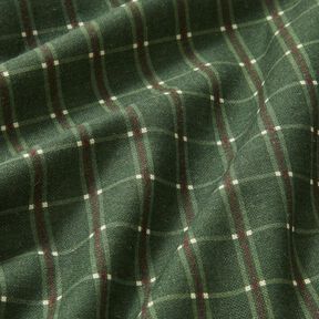 Tela decorativa Panama media Cuadrados elegantes – verde pino/carmín, 