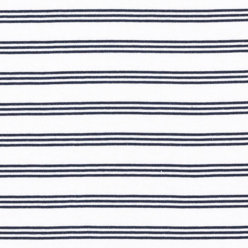 Tela de jersey de algodón Rayas irregulares – blanco/azul marino,  image number 1