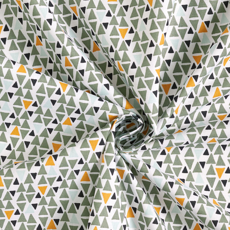 Tela de algodón Cretona triángulos mini – caña/blanco,  image number 3