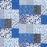 Tela de algodón Cretona Mirada de Patchwork – blanco/azul,  thumbnail number 1