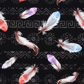 Felpa francesa Plumas bohemias | Glitzerpüppi  – negro/langosta, 