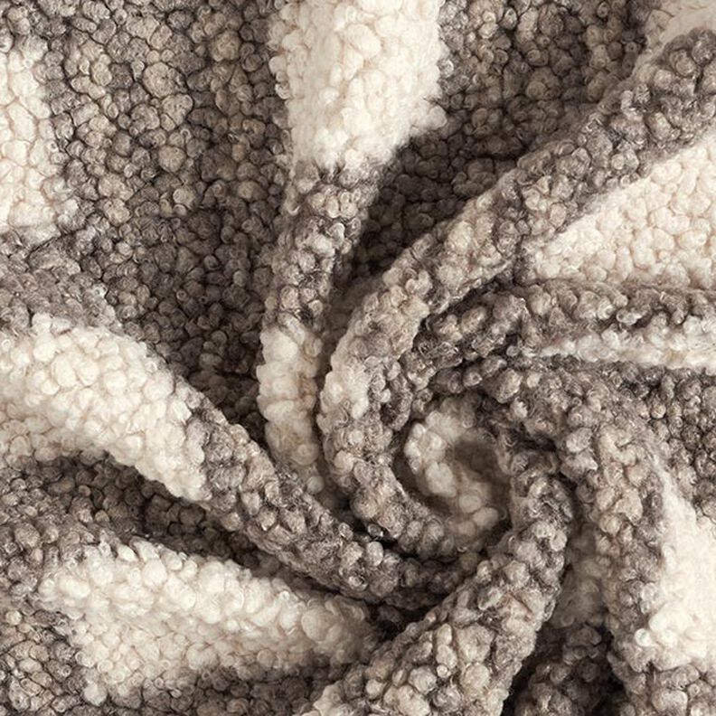 Punto Bouclé Cuadros – blanco lana/marrón claro,  image number 3