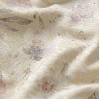 Tela de jersey de algodón Delicadas flores de acuarela Impresión digital – beige claro, 