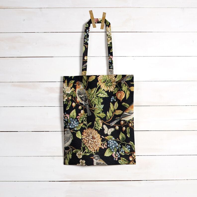 Tela decorativa Tapiz Flores y p&aacute;jaros &ndash; negro/verde,  image number 6