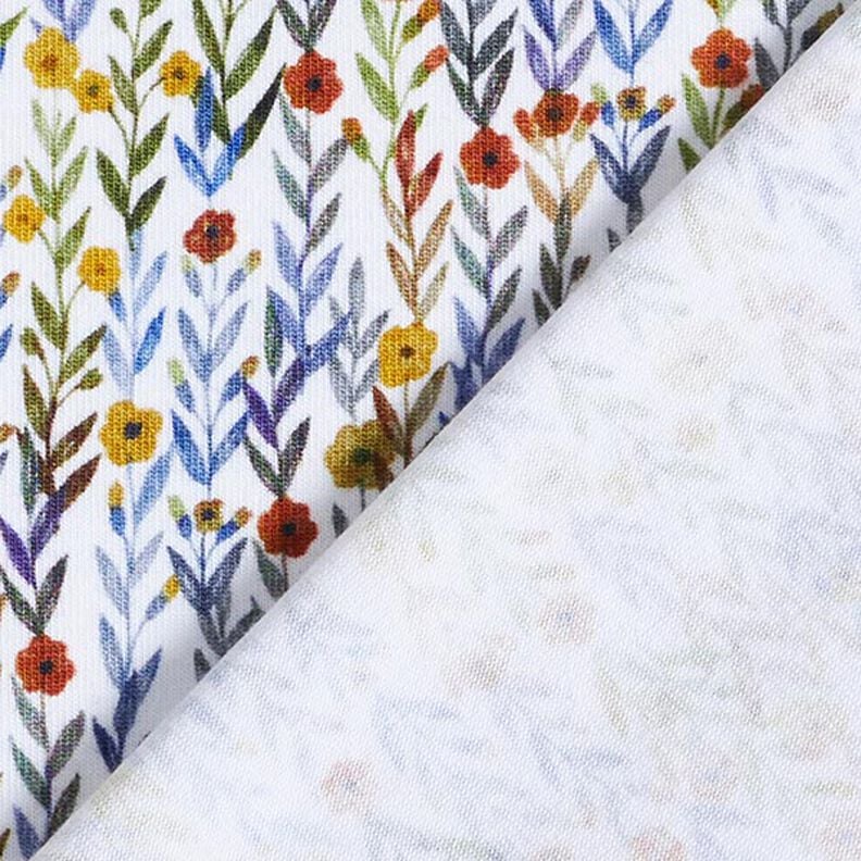 Tela de jersey de algodón orgánico Prado con flores Impresión digital – blanco lana,  image number 4