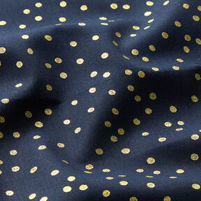 Tela de algodón Popelina Lunares finos – azul noche/dorado, 