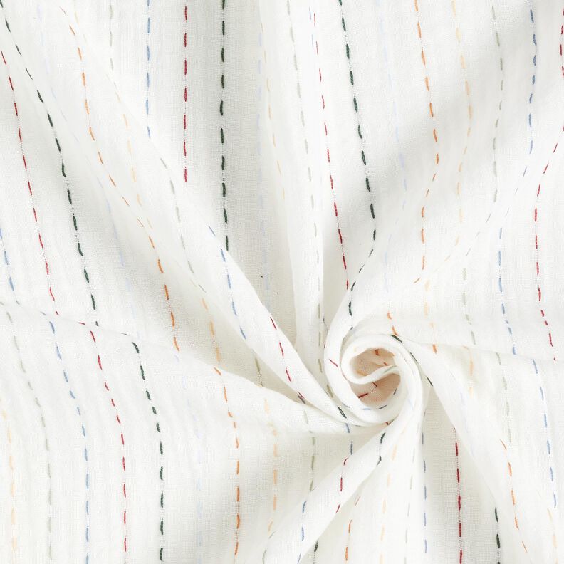 Muselina/doble arruga Telas a rayas de colores – blanco lana,  image number 3