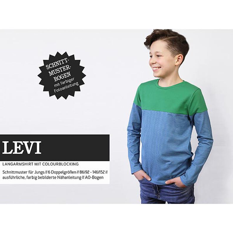 LEVI - Camisa de manga larga con bloques de color, Studio Schnittreif  | 86 - 152,  image number 1