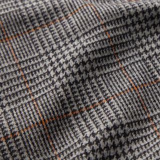 Tela de lana Príncipe de Gales – gris oscuro/naranja, 