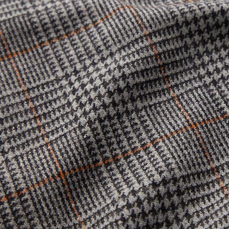 Tela de lana Príncipe de Gales – gris oscuro/naranja,  image number 2