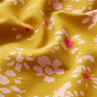 GOTS Tela de jersey de algodón Manzanilla | Tula – amarillo curry/rosa, 