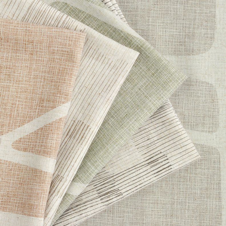 Tela para cortinas Mezcla de lino Rayas irregulares  – gris/naturaleza,  image number 5