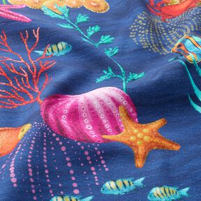 Tela decorativa Panama media colorido mundo submarino – azul marino/turquesa, 