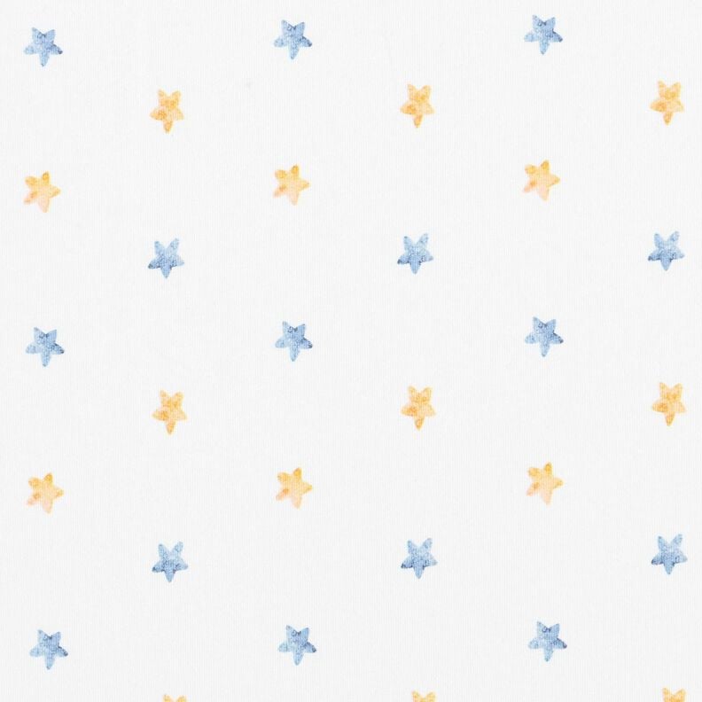 Tela de jersey de algodón Estrellas de acuarela Impresión digital – marfil/azul vaquero,  image number 1