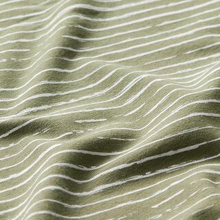 Tela de jersey de algodón Rayas Skribbel – caqui | Retazo 50cm, 