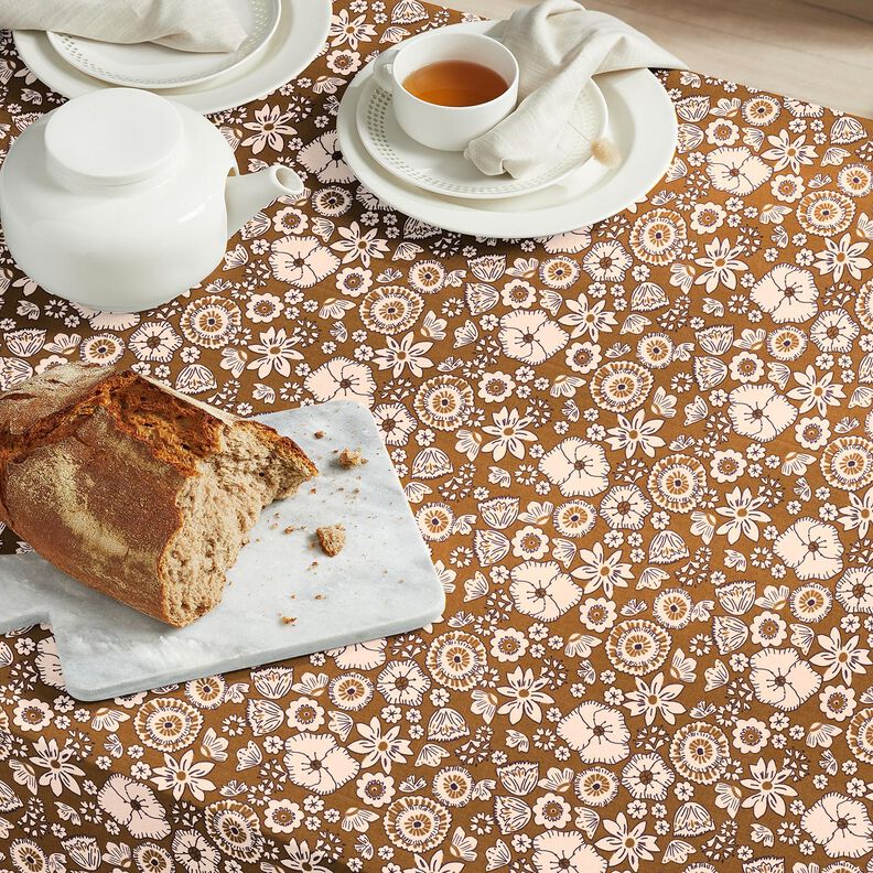 Tela de algodón Cretona Flores retro – oliva/rosado,  image number 5