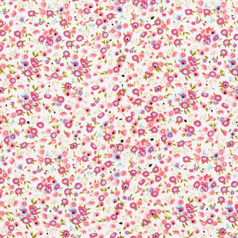 Popelina de algodón mil flores – blanco/pink,  image number 1