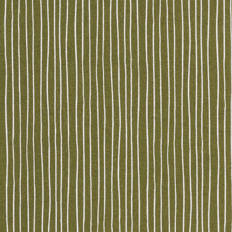 Tela de algodón Cretona Líneas delicadas – oliva oscuro/blanco,  image number 1