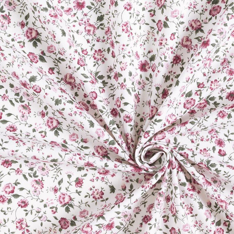 Popelín de algodón rosas delicadas – blanco/malva,  image number 3