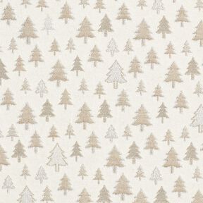 Tela decorativa Jacquard Abetos brillantes – beige/plateado, 