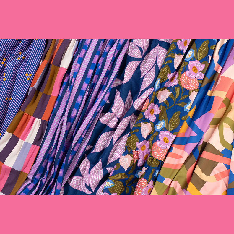 Satén de algodón a rayas | Nerida Hansen – azul marino/pink,  image number 7
