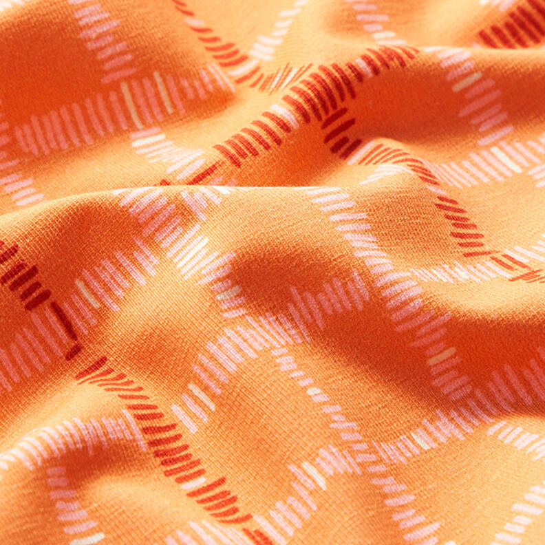 GOTS Tela de jersey de algodón Cuadros | Tula – naranja/terracotta,  image number 2