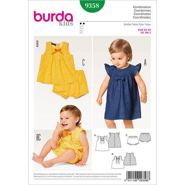 Vestido de bebé/blusa/pelele, Burda 9358,  image number 1