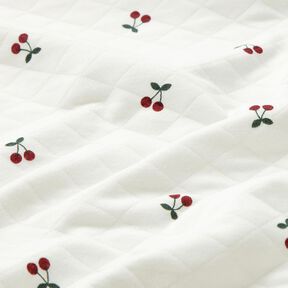 Tela de doble cara Tela de jersey Cerezas – marfil, 