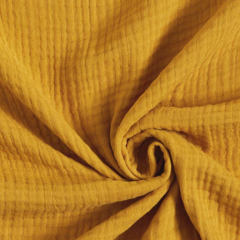 GOTS Muselina de algodón de tres capas – amarillo curry,  image number 1